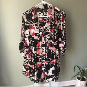 Black/Red/White STYLE & CO Long Blouse, Size 1X